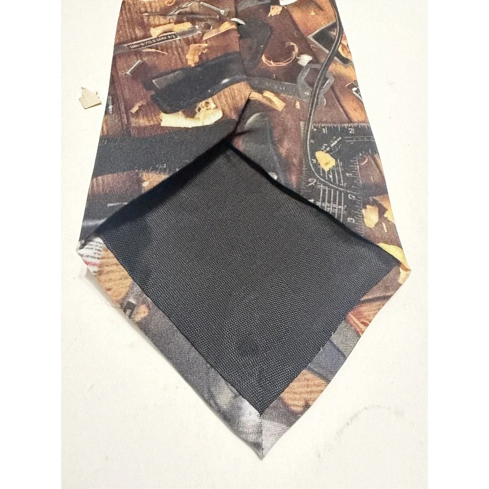Vintage Ralph Marlin 1996 Handyman Tools Novelty Tie Mens Brown Construction USA